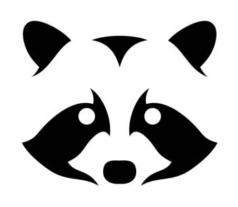 Simple black and white raccoon face
